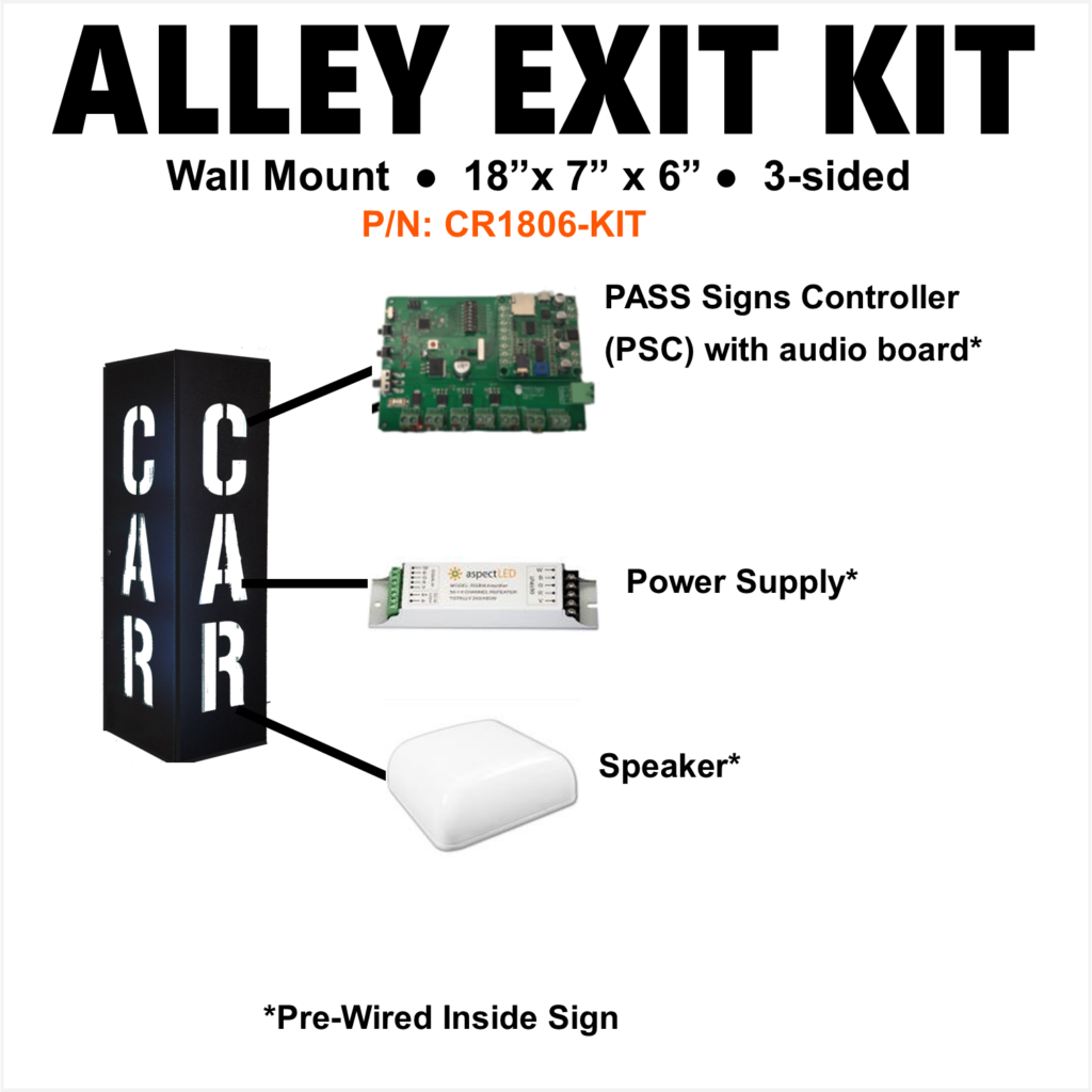 Car Alley Exit Sign with a voice and flashing alert system