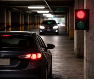 Intersection traffic lights for parking facility