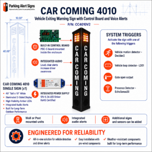 CAR COMING 4010 Vehicle Exit Warning Sign - Sign Only