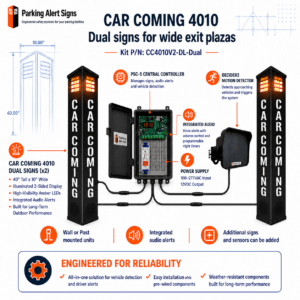 CAR COMING 4010 Vehicle Exit Warning Sign - Wide Exit Dual Kit