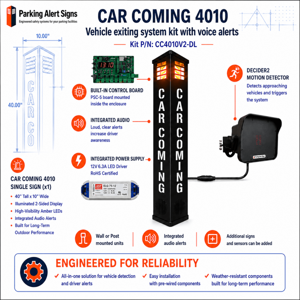 Car Coming 4010 Sign Single Lane Exit Kit