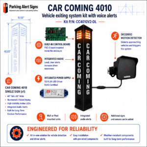CAR COMING 4010 Vehicle Exit Warning Sign - Single Lane Kit