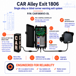 CAR1806 Vehicle Exiting Alley Warning Sign - Single Lane Kit