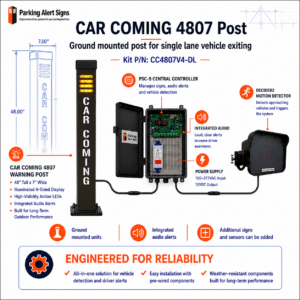 CC4807 CAR COMING Vehicle Exit Warning Post - Single Lane Kit