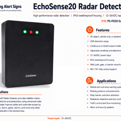Product image of EchoSense 20, showing the EchoSense20 radar presence detector for vehicle and pedestrian detection.