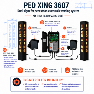 Pedestrian Crossing 3607 Warning Sign Kits - Wide Exit Dual Kit