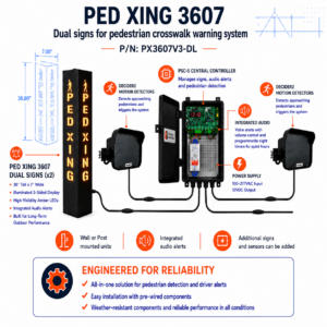 Pedestrian Crossing 3607 Warning Sign Kits - Single Lane Kit