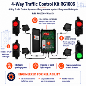 Traffic Light Control System with Sensors - 4-Way Traffic Control Kit