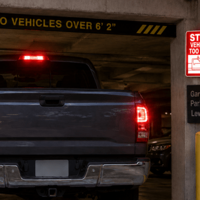 Product image of Stop Vehicle Too Tall - Overheight warning system for parking, a vehicle warning solution for parking garages, drive lanes, and controlled entrances.
