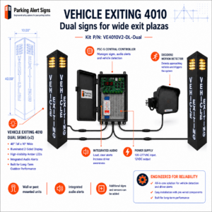 VEHICLE EXITING 4010 Warning Sign - Wide Exit Dual Kit
