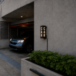 CAR1806 illuminated CAR warning sign alerting a pedestrian as a vehicle exits a parking garage.