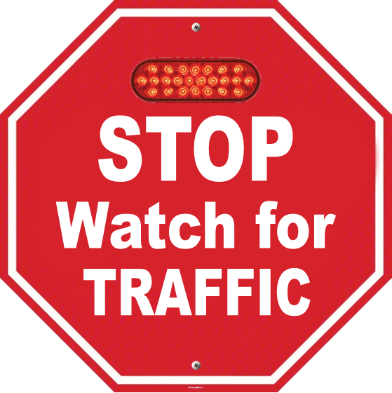 Red octagonal Stop Watch for Traffic sign with illuminated red LEDs